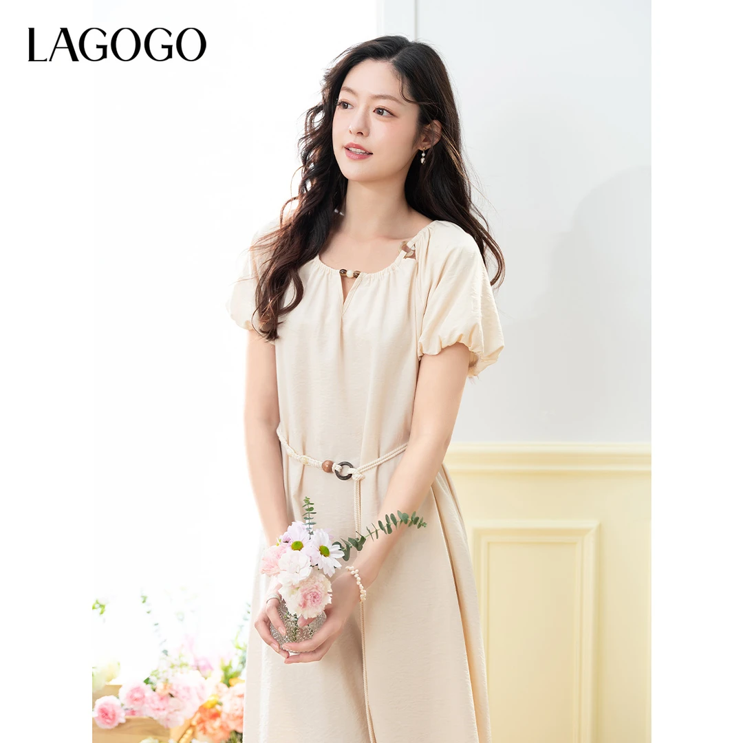 lagogo拉谷谷2025年新款雅丹风气质通勤显瘦裙子女OALL321WC1