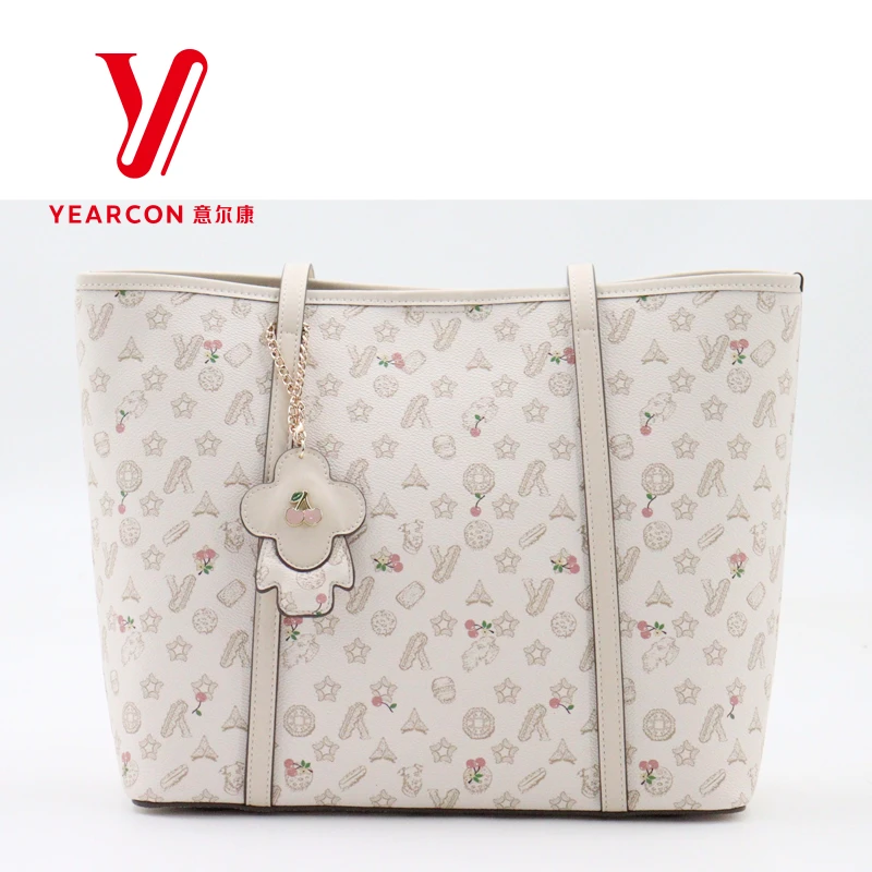 意尔康女士托特包欧若精灵风米色手提包日韩夏季手提款肩包23022