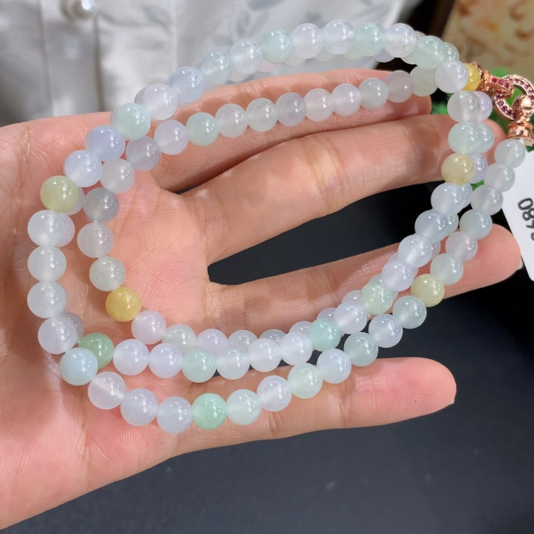 翡翠未镶嵌手串卡6冰胶马卡龙项链