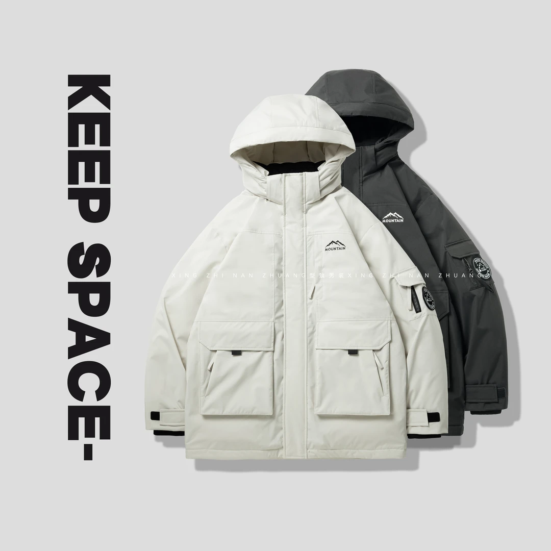 【新国标90绒子】中长款户外保暖白鸭绒工装羽绒服24411#1059