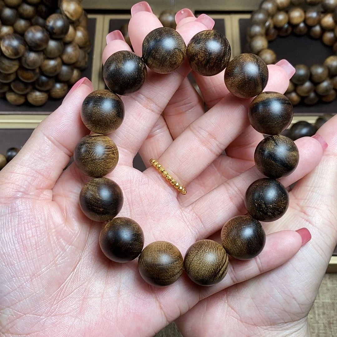 沉香手串越南芽庄白棋虎皮缨子瘤疤沉水