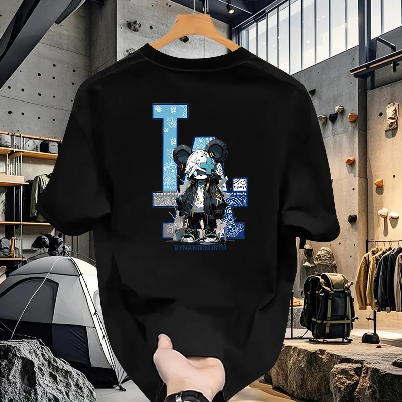 动感北面夏季男士潮流内搭宽松纯棉短袖t恤印花修身新款百搭半袖t