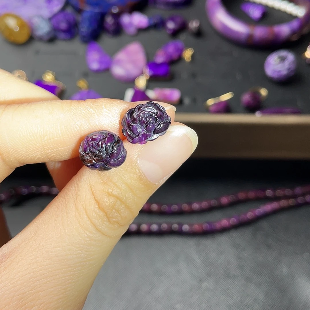 苏纪石（舒俱来）耳钉银S925镶嵌