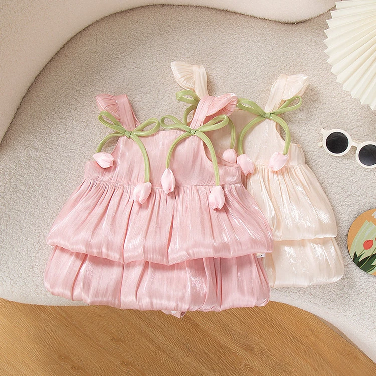 婴幼儿女童夏季吊带礼服裙2025新款儿童洋气公主裙宝宝夏装蛋糕裙