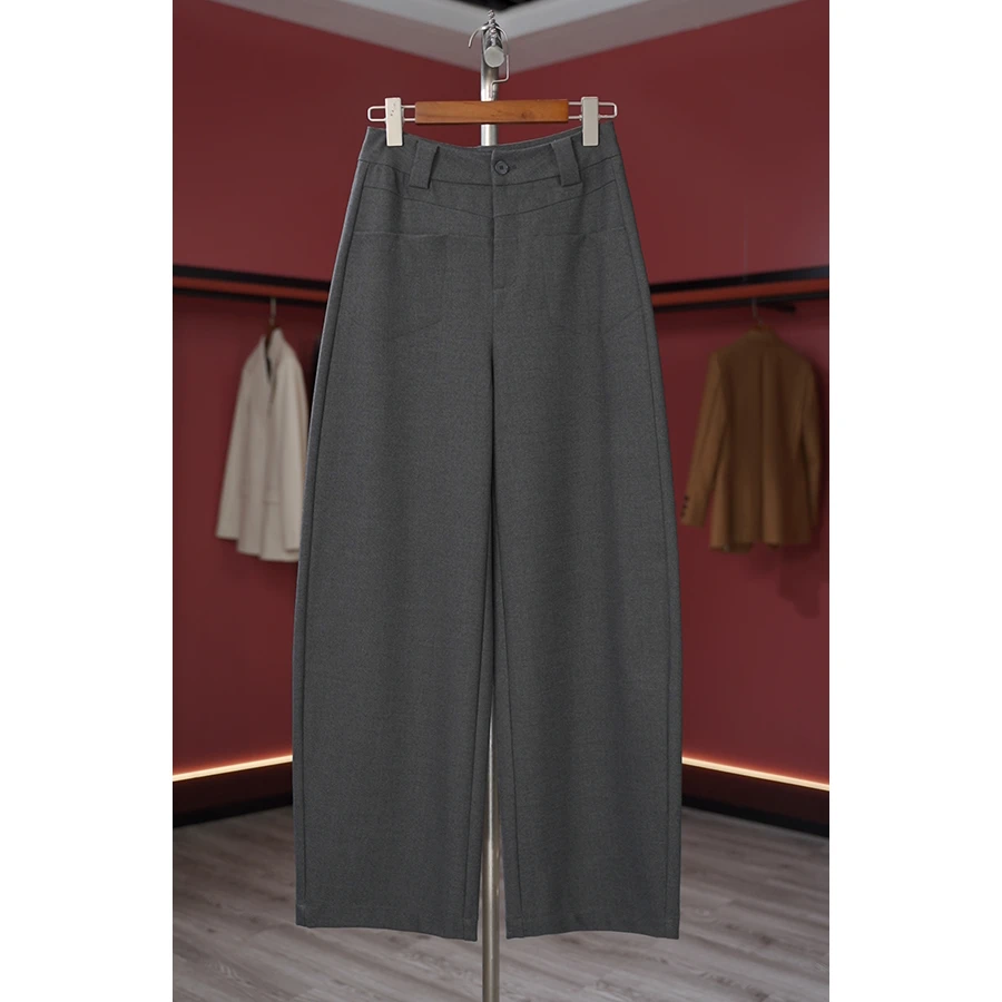 秋冬新款百搭气质显瘦垂感弯刀裤高腰长裤