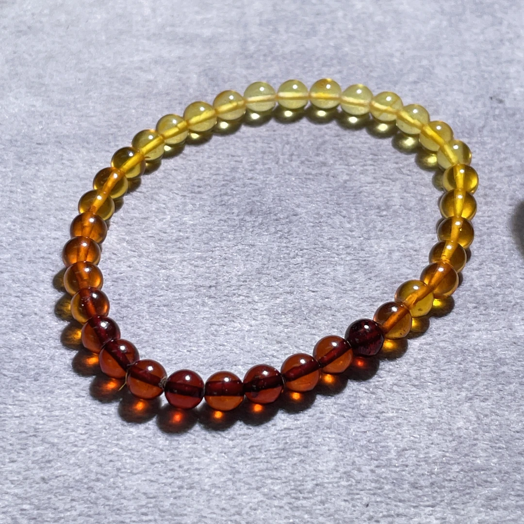【小雨来了】5mm琥珀渐变手串 手链