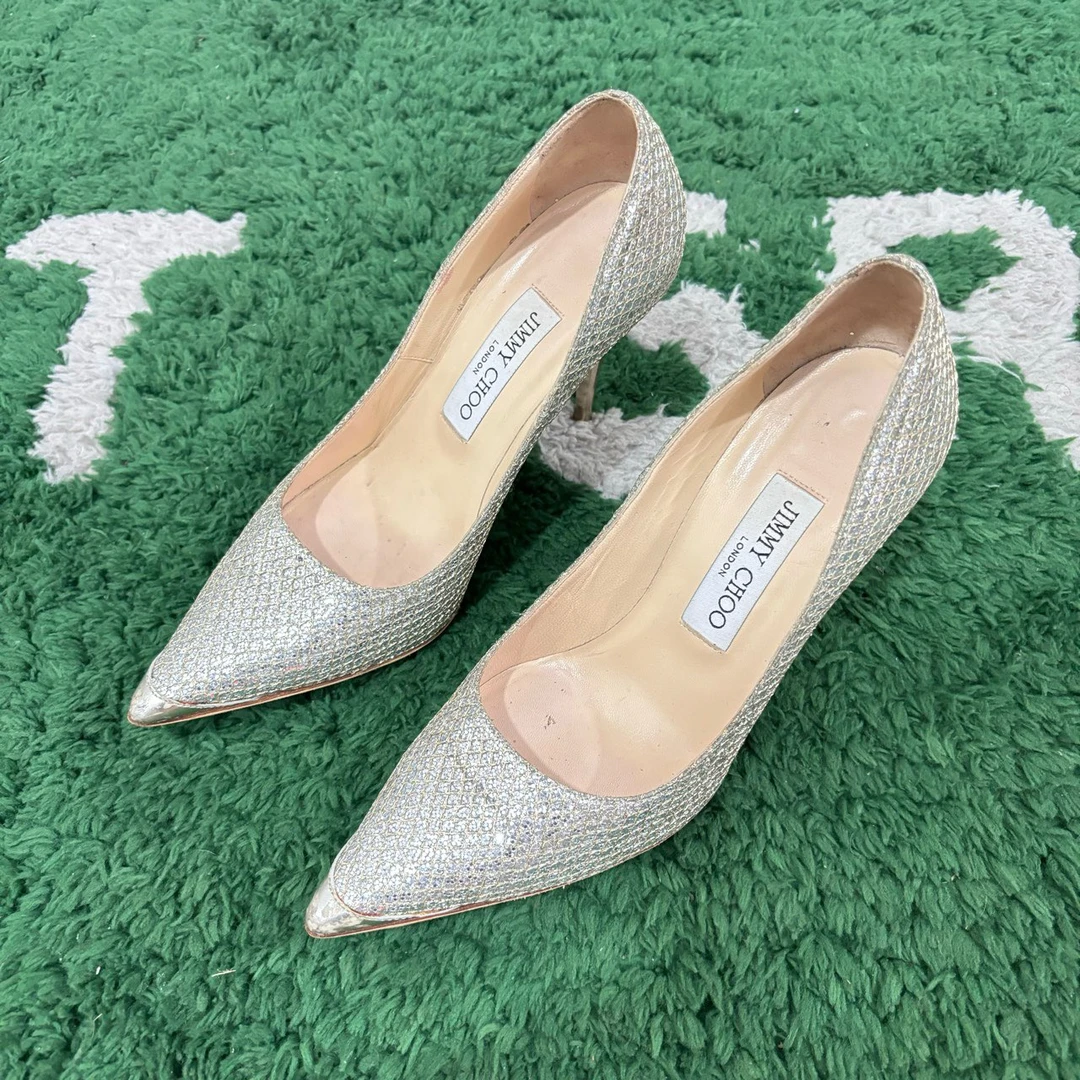 95新 JIMMY CHOO/吉米周 水晶亮片高跟鞋 36码 贴底 ylp1143