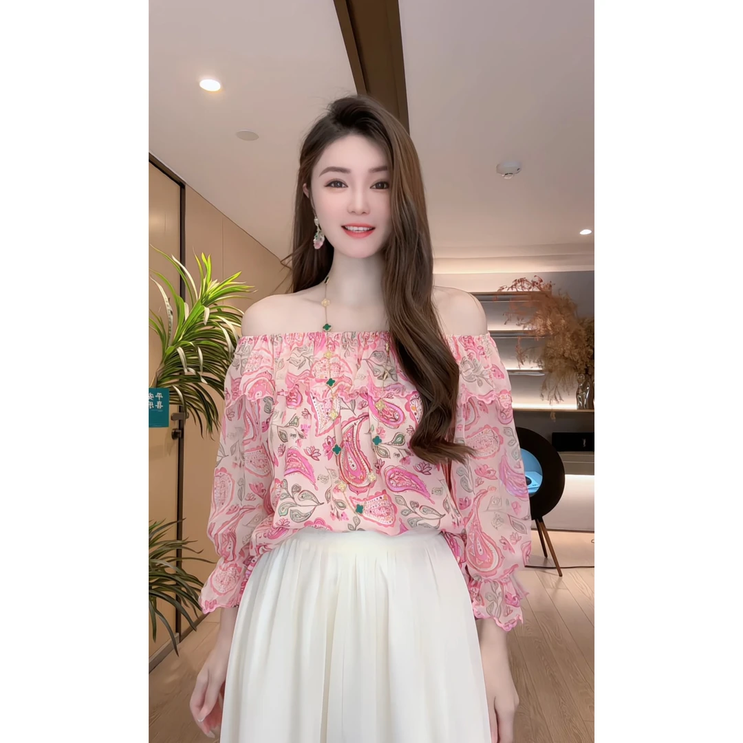 【深圳米熙儿】100%桑蚕丝夏季印花娃娃款衬衫2311