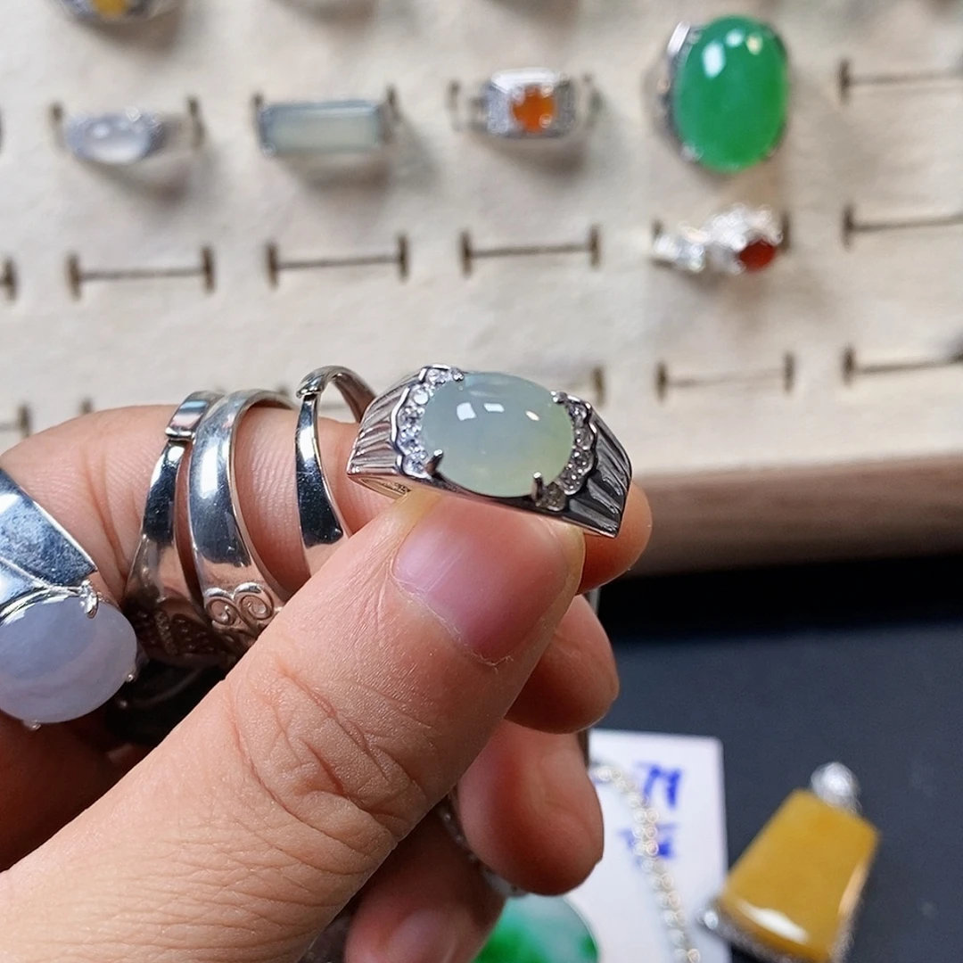 翡翠银S925镶嵌戒指
