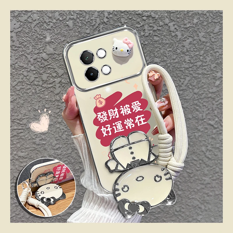 适用【小米civi4pro】手机壳公仔发财被爱猫咪镜子硅胶女款可爱2025
