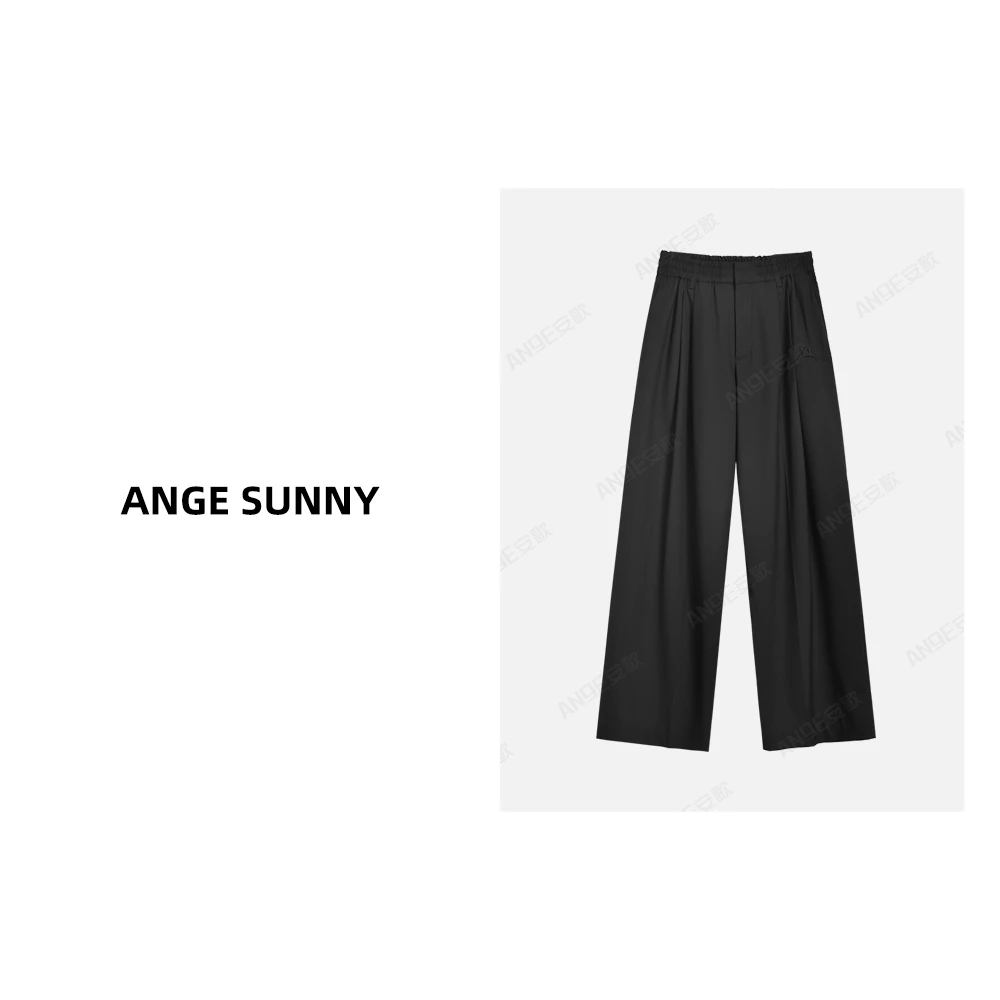 ANGE SUNNY【字母刺绣西裤】休闲垂感百搭羊毛直筒裤 时尚新款