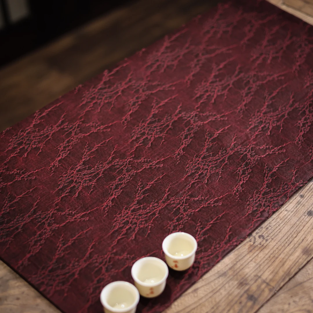 【陶珊居】<冰梅>安克拉红香云纱茶席68*38（慢蓝S0731）