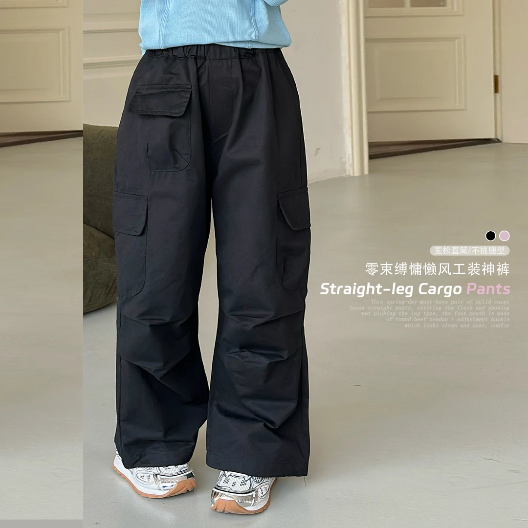 女团裤2】奶油kids女童工装裤2024春装新款阔腿裤休闲裤子K2060