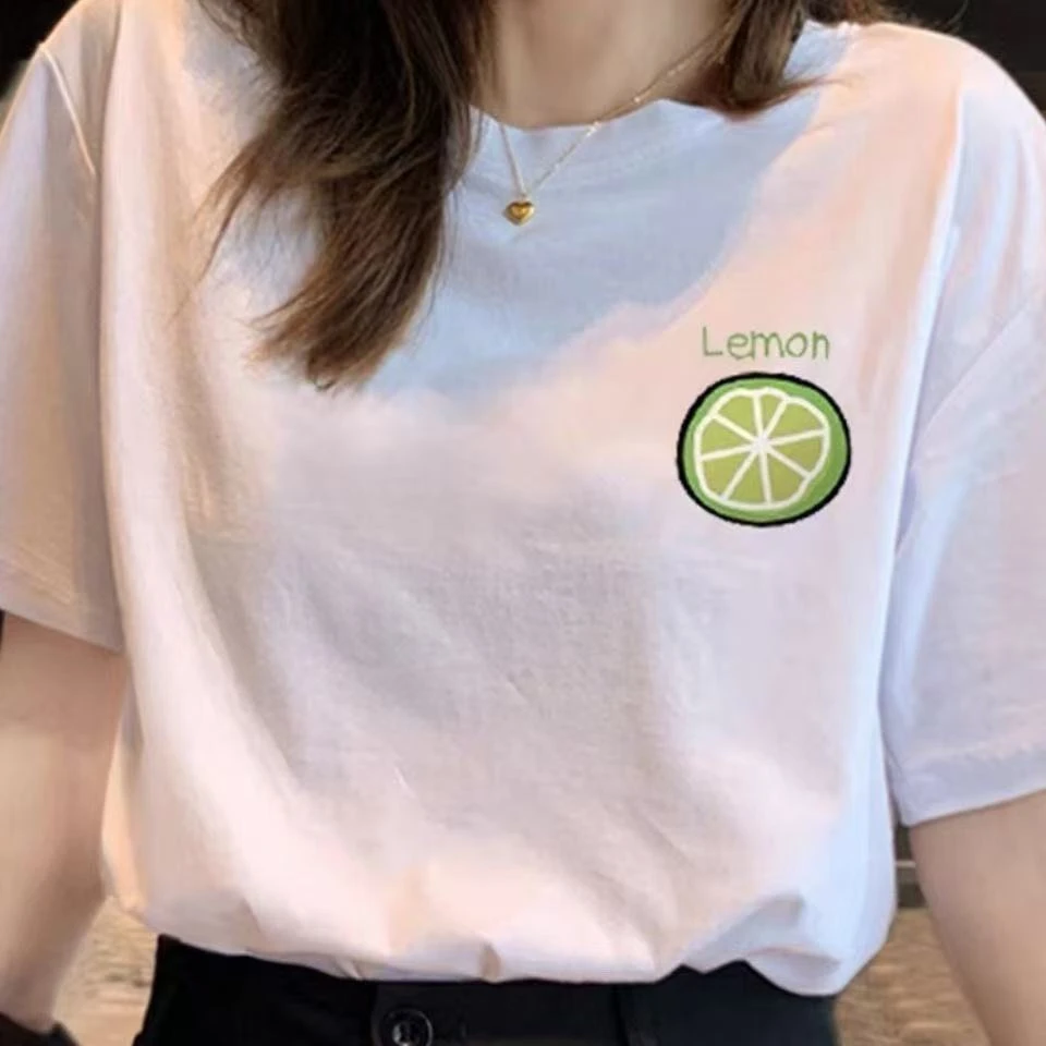 纯棉2025白色休闲短袖t恤女夏季新款宽松小众百搭上衣ins【小柠檬】