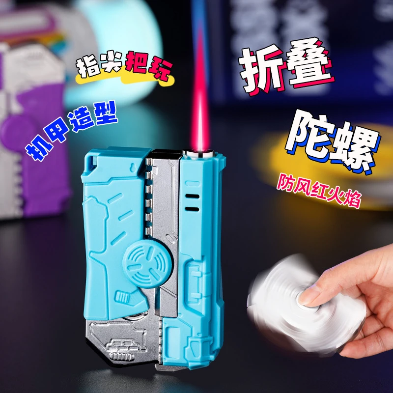 网红陀螺折叠防风红色火焰打火机可旋转解压送男朋友闺蜜礼物