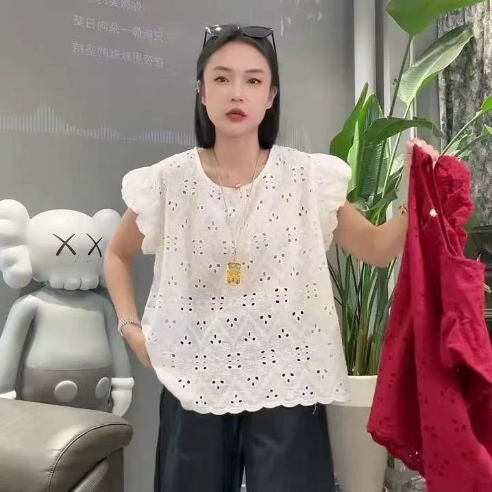 2025夏季大码女装镂空衫0756款-衣长约65-胸围126