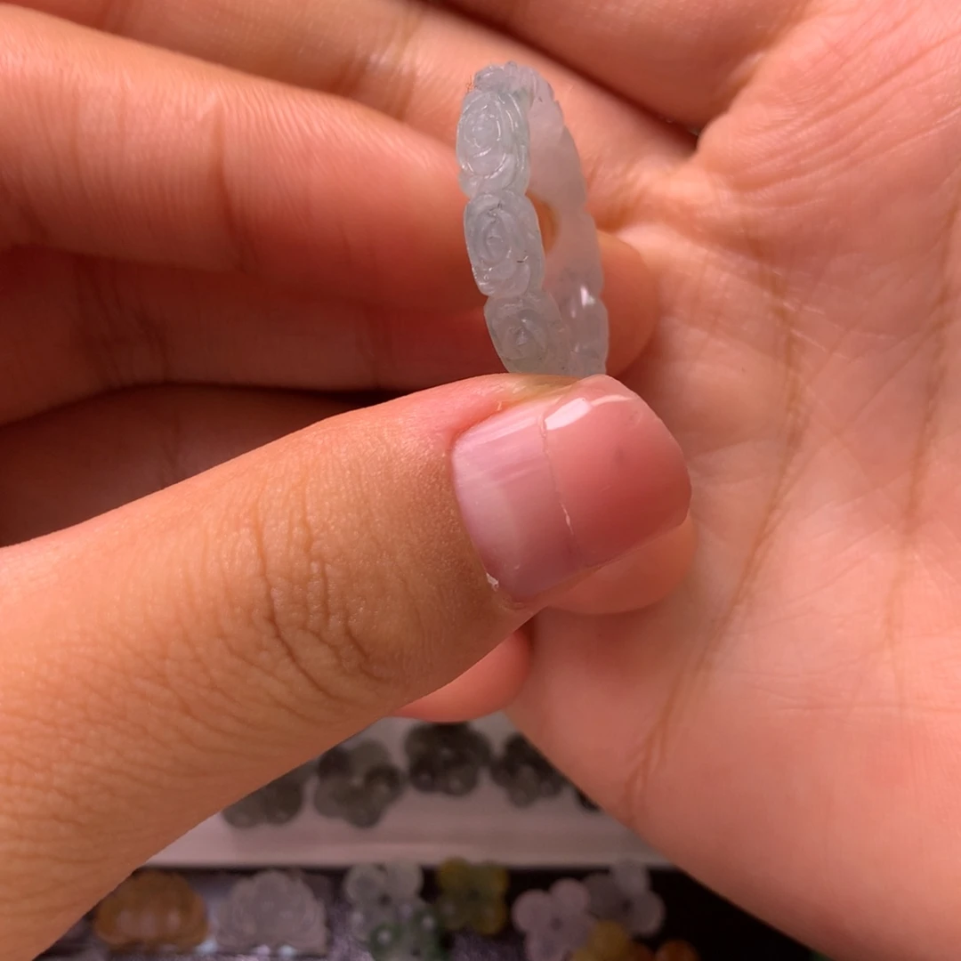 定制翡翠未镶嵌玫瑰花戒指