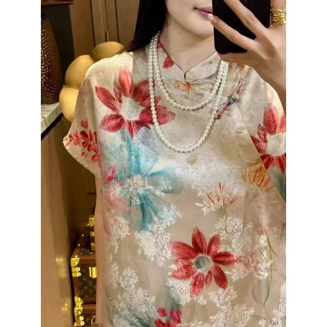 人丝工艺印花新中式复古风上衣 2562款