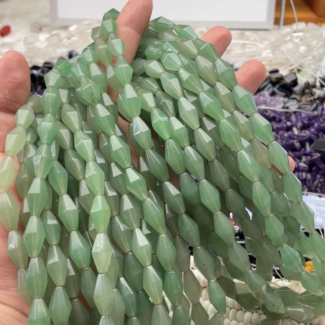 玛瑙/玉髓合金珠宝半成品一条装8*16mm东陵玉多棱鼓珠
