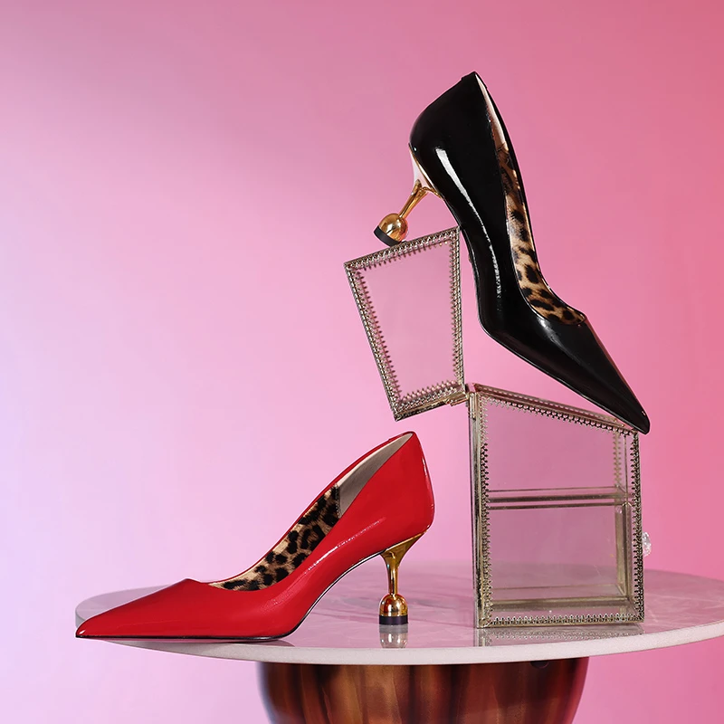 安羽【跟高6.5厘米】气质轻奢时尚百搭性感细跟尖头跟鞋浅口单鞋