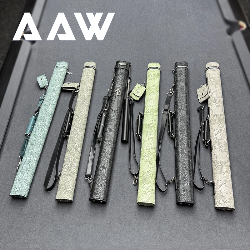 压花高奢皮面两孔唐草浮雕手工制作台球杆桶高颜值九球杆筒盒子包
