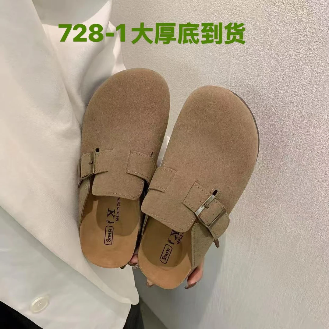 厚底勃肯鞋女2025春秋一脚蹬小个子懒人包头半拖鞋外穿软木博肯鞋