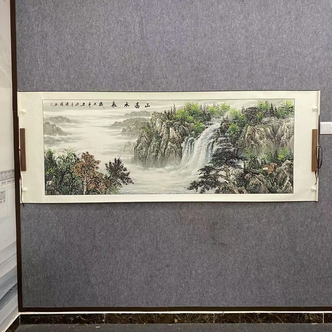 《富水长流》纯手绘六尺横幅卷轴山水客厅办公室国画国画挂画作品