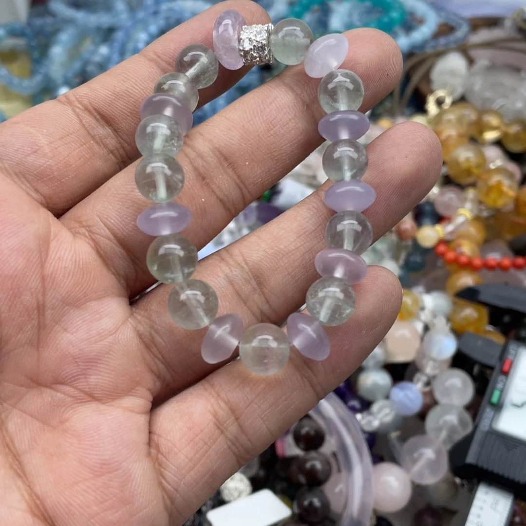 银S925镶嵌手链烟晶