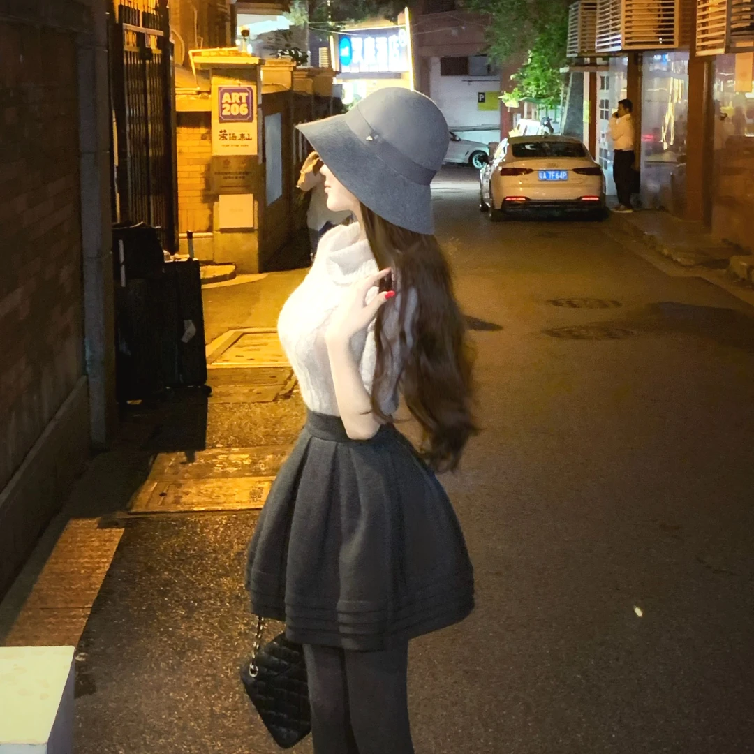 WW定制「京都步道」显瘦时尚网红法式百褶气质小众设计感半裙