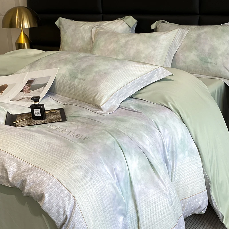 水星家纺适用高级感莱赛尔天丝四件套丝滑裸睡凉感冰丝床单被套轻