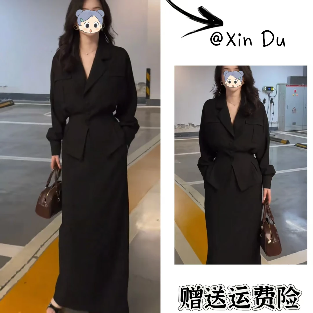 2025秋季新款时尚显瘦气质女士网红洋气两件套百搭款D23083