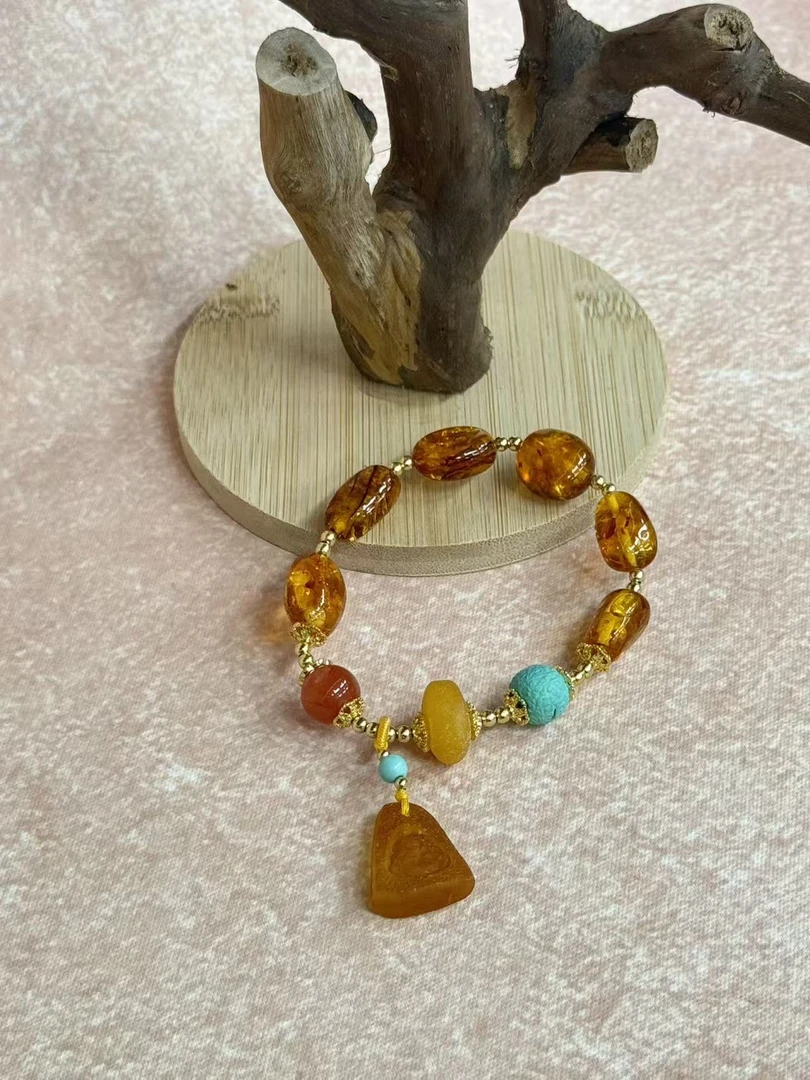 5517 花珀随形设计精美时尚百搭女款手串