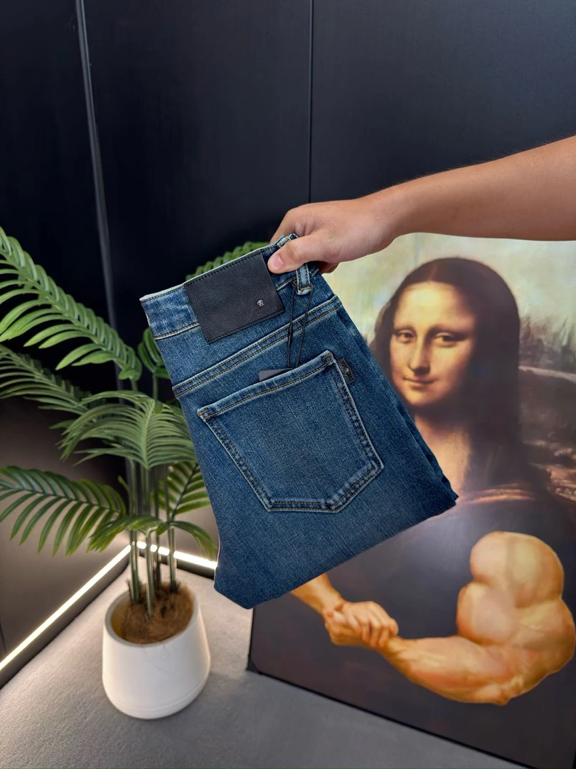 【KC专属】秋季新款时尚蓝时尚百搭男士宽松弹力修身小直筒男裤子