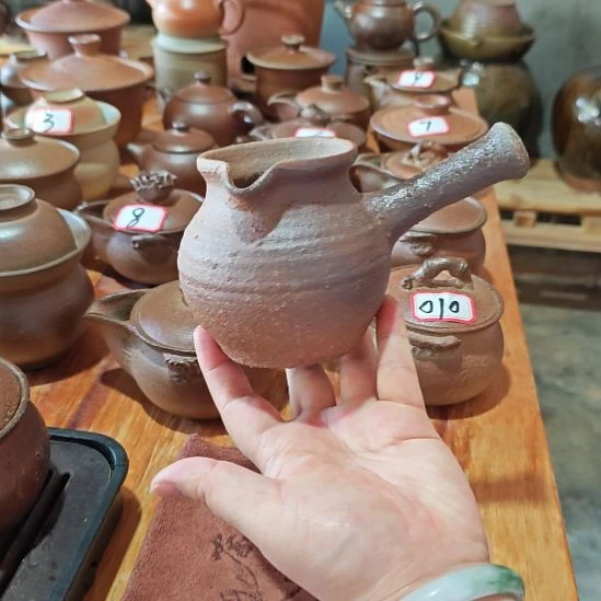 粗陶烤茶罐侧把壶