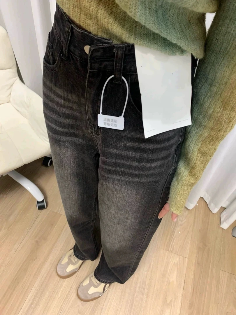 7102复古阔腿牛仔裤女春季美式宽松直筒裤子休闲显瘦长裤