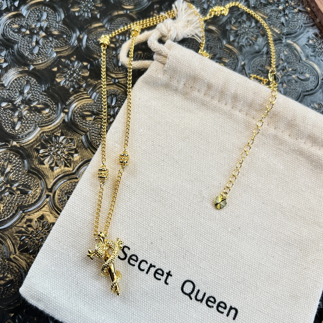 铜合金项链 小众设计新年项链十字架灵蛇项链AH174