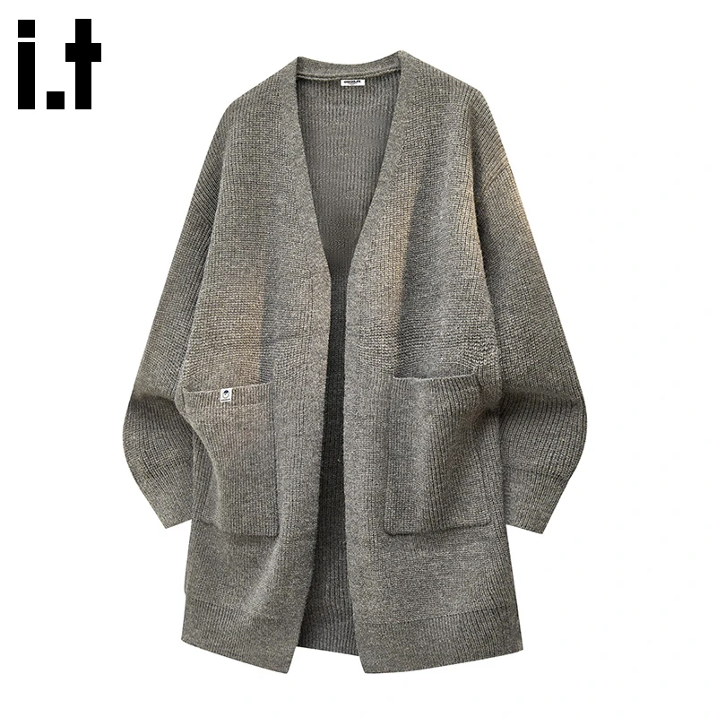 i.t:CHOCOOLATE慵懒风开衫针织衫男士秋冬款中长款高级感毛衣外套