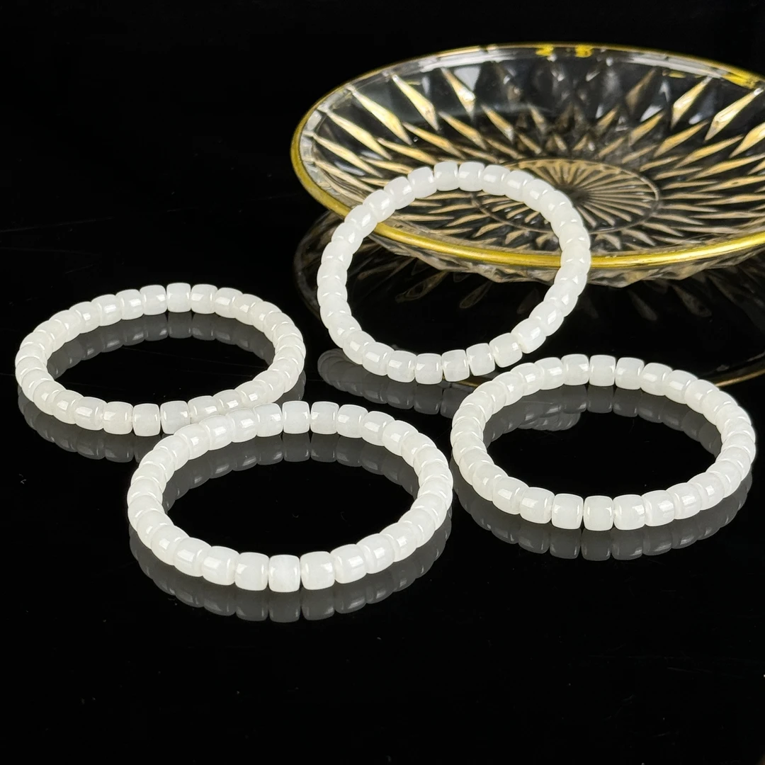 约6-7mm和田玉白玉直切手串多样性发一