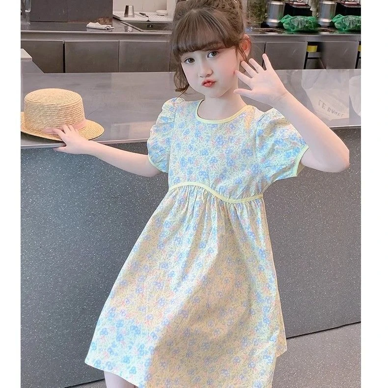 女童连衣裙公主夏季2025新款儿童韩版夏装洋气碎花短袖裙子