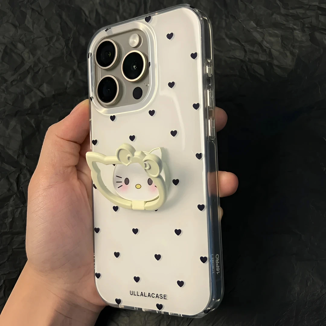 BANCA满屏小爱心凯蒂支架适用苹果16/15promax手机壳iPhone14/13