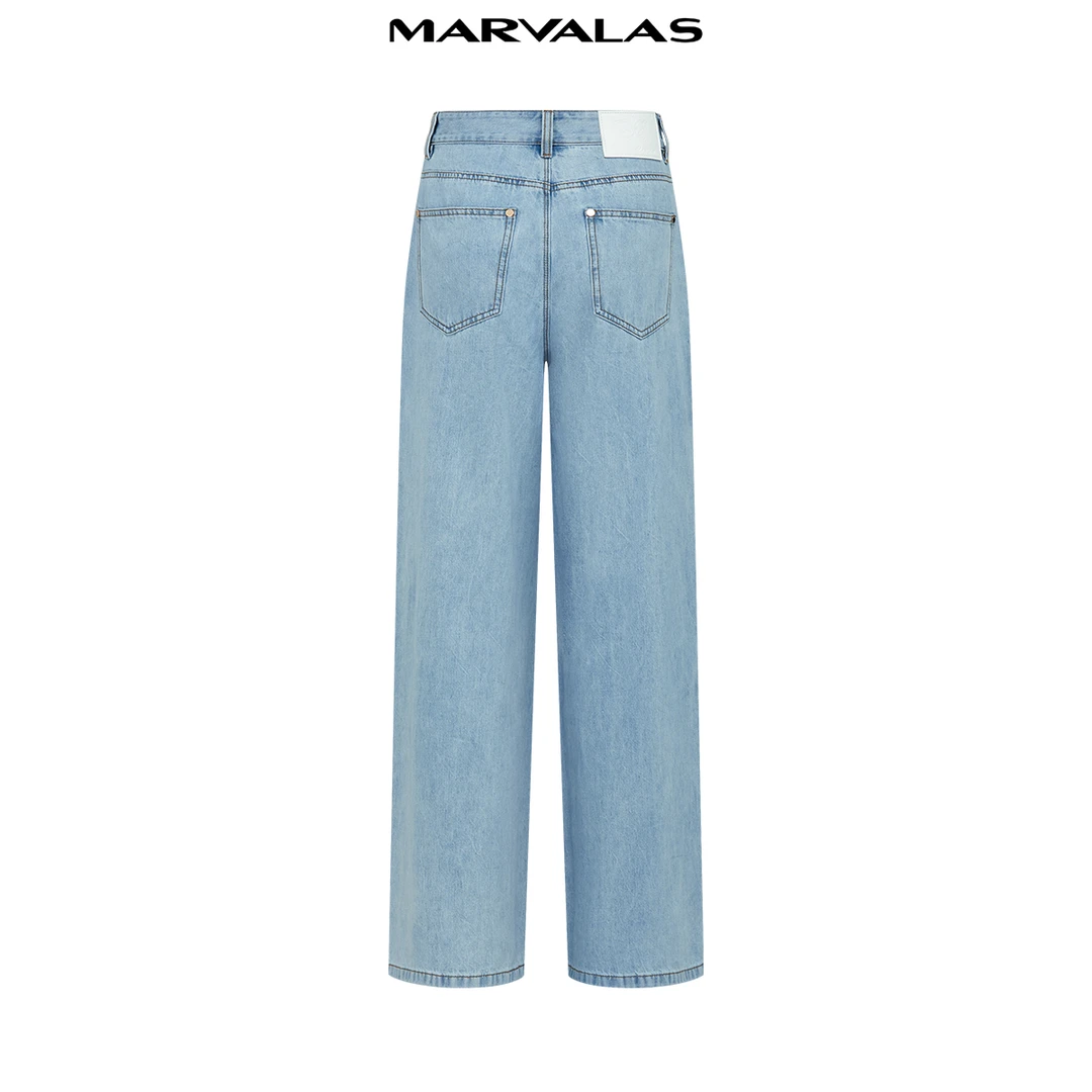 【籽言专属】曼德诗纯色直筒牛仔裤2024夏季新款百搭显瘦休闲长裤