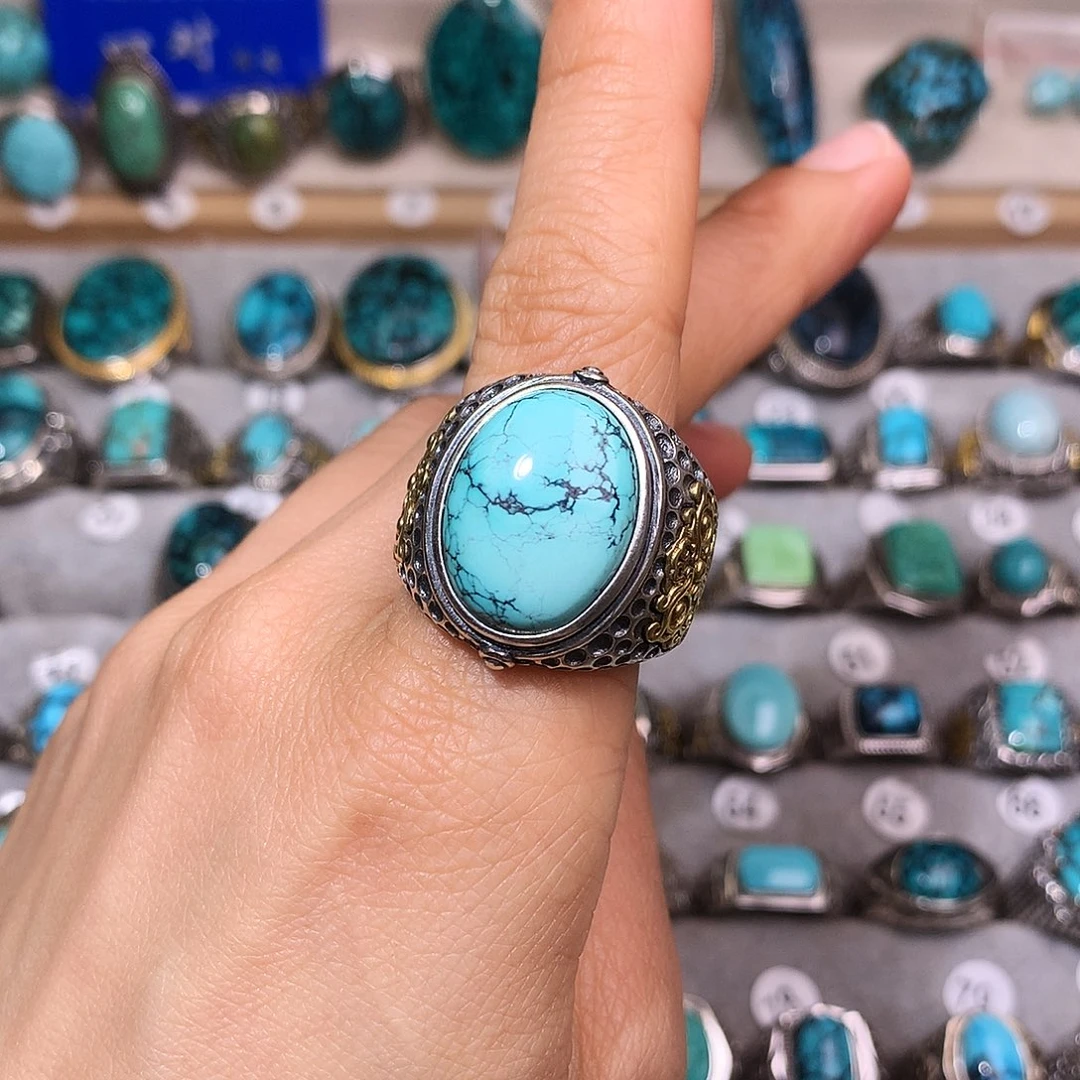 绿松石挂件银S925镶嵌