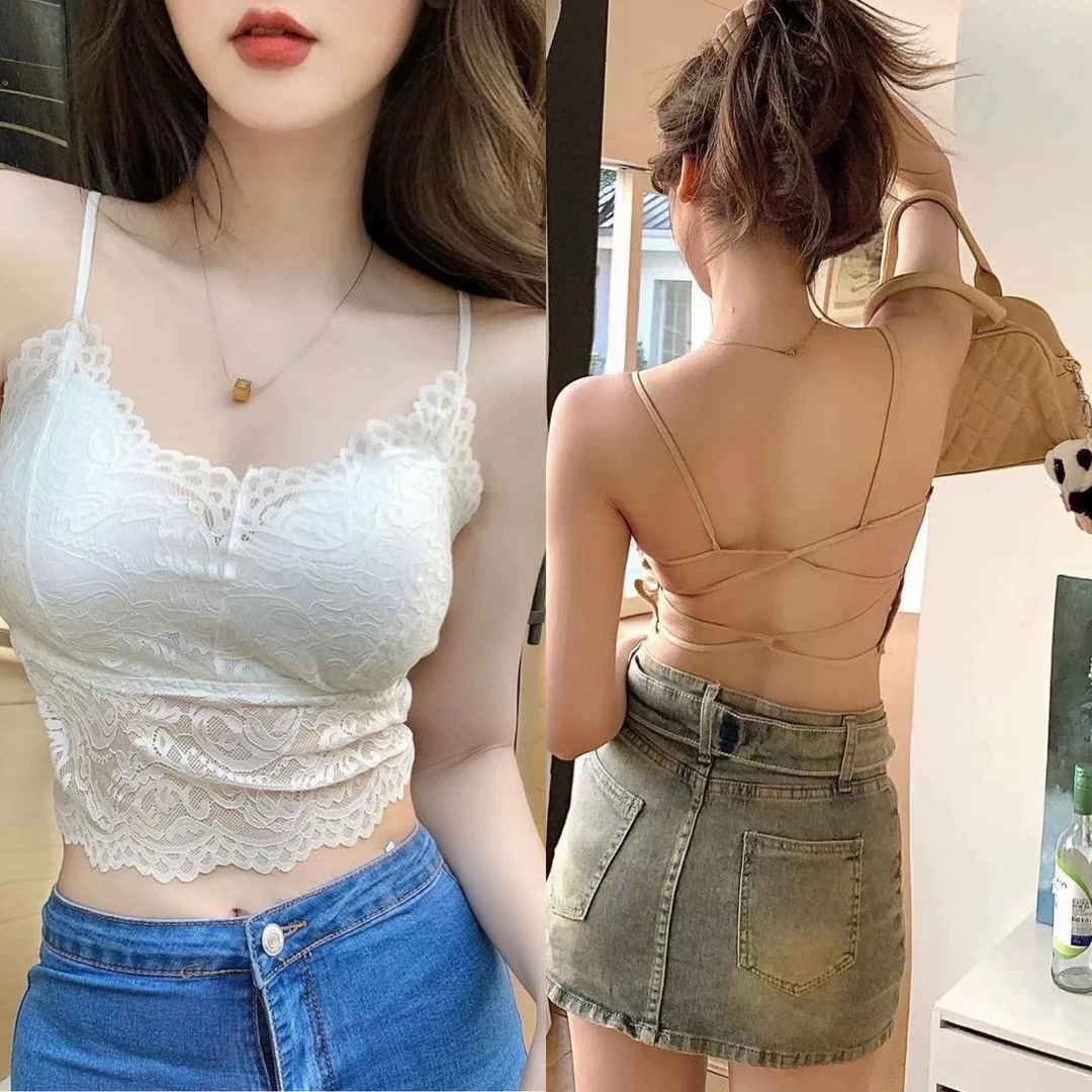 抹胸夏季女防走光打底上衣裹胸式短款美背性感蕾丝吊带小背心薄款