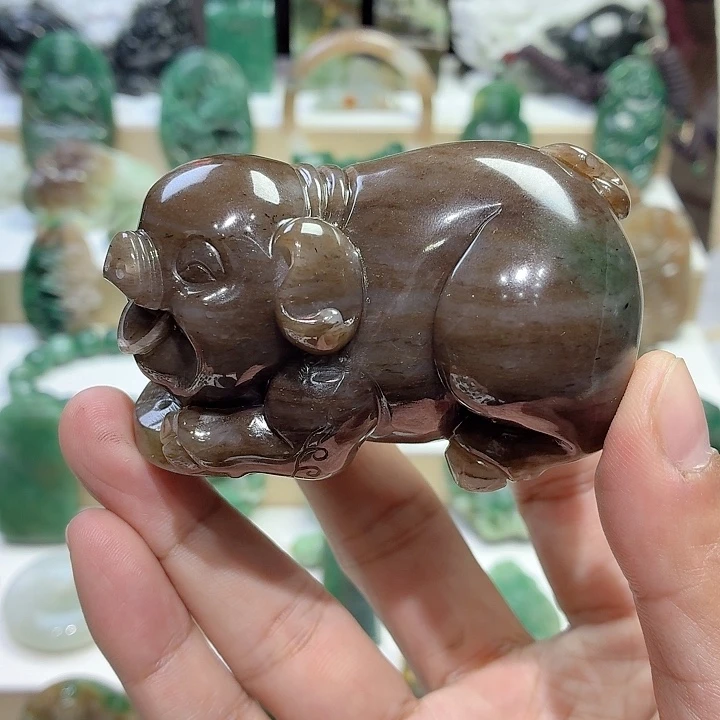 独山玉未镶嵌把件发财猪