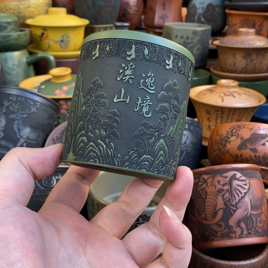 紫砂杯子宜兴全手工紫砂杯