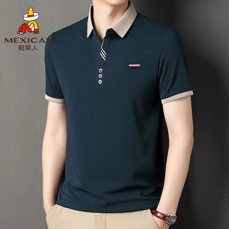 Mexican/稻草人男士Polo衫夏季商务翻领短袖t恤宽松休闲半袖上衣