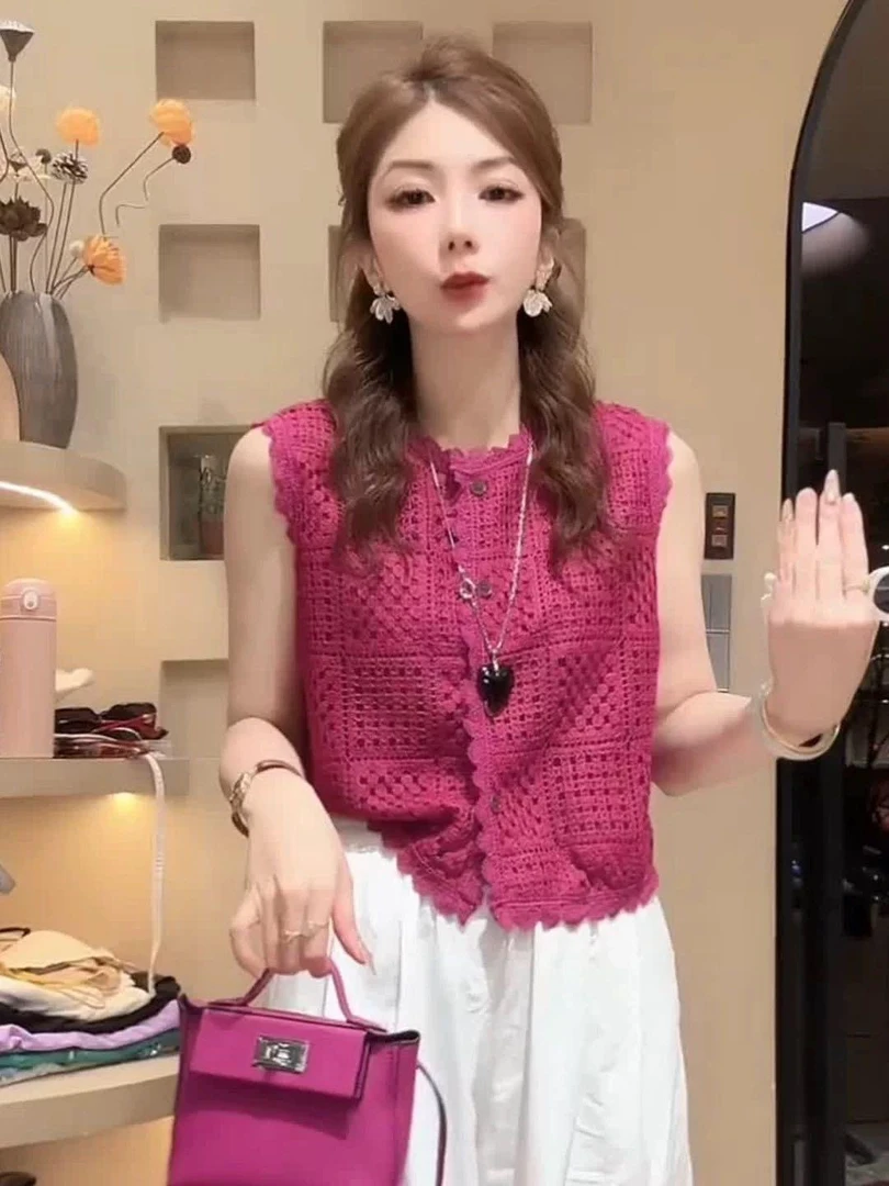 新款钩花镂空针织开衫99670