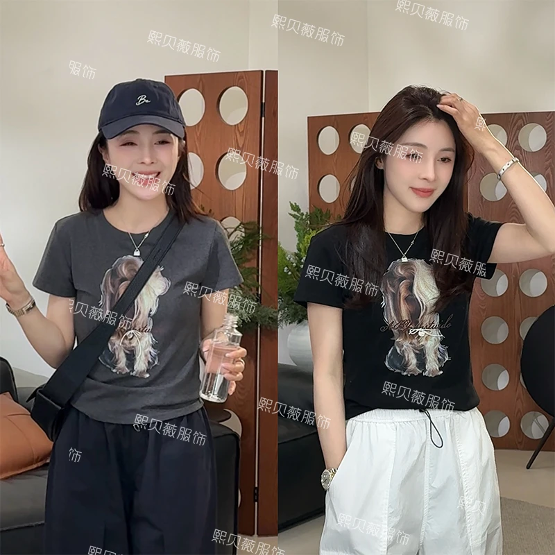 【浮浮款，只出不进】卡通狗立体蝴蝶结短袖字母印花T恤 G7520