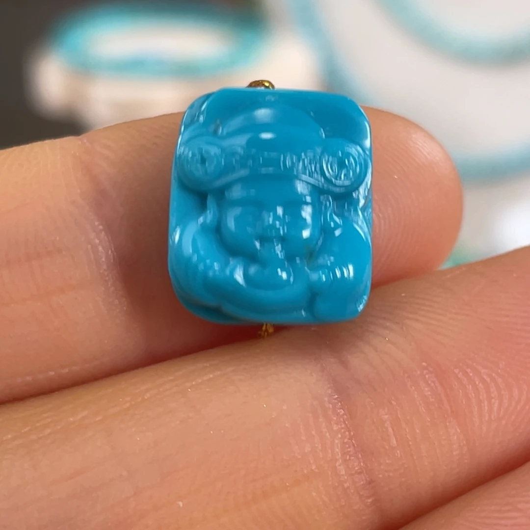 绿松石未镶嵌套链高蓝财爷爷