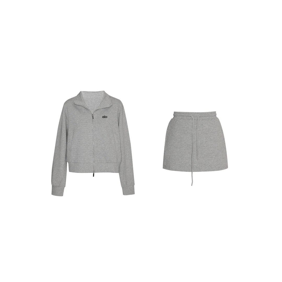 妯娌私服【alo】立领拉链开衫休闲上衣+短裙 208533